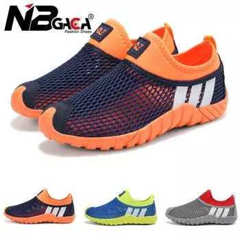 Модная детская обувь с дышащей сеткой, уличные кроссовки для детей от 3 до 15 лет, летняя пляжная обувь для мальчиков и девочек, легкая забродная обувь 31