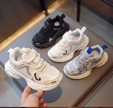 Модная детская обувь унисекс Детские кроссовки Кроссовки для мальчиков Обувь для девочек Громоздкие спортивные теннисные туфли Повседневные туфли на плоской подошве Детская обувь для младенцев Осень 26 серый