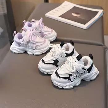 Модная детская повседневная обувь для маленьких мальчиков и девочек, нескользящие детские спортивные кроссовки на мягкой подошве, дышащая легкая обувь 30 белый