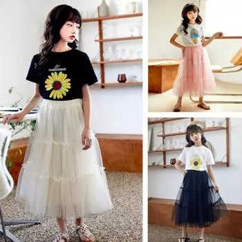 Модная детская сетчатая марлевая юбка, летняя юбка феи для девочек 110cm