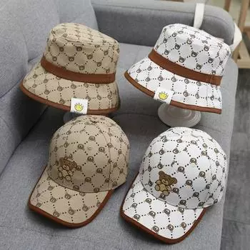 Модная детская шапка с медведем, хлопковая детская бейсболка с героями мультфильмов, регулируемая шляпа Snapback для малышей