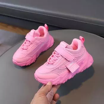 Модная детская спортивная обувь для мальчиков и девочек, дышащая сетка, на липучке, горячая весна-осень, детские повседневные кроссовки для бега, мягкие 26 бежевый