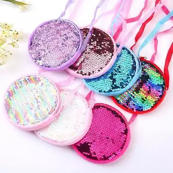 Модная детская сумка через плечо с мультяшными блестками для девочек, милые сумки на плечо для монет, детские покупки