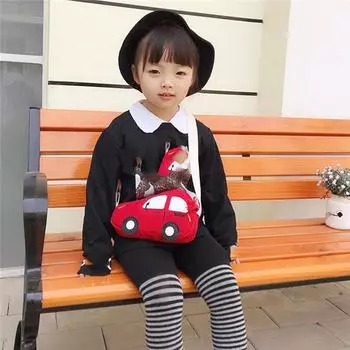 Модная детская сумка на плечо с автомобилем, мини-сумка через плечо, пакет с мультяшным автомобилем, мини-кошелек для монет One Size чёрный