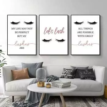 Модная девушка, идеальные ресницы, салон красоты, галерея макияжа, художественные принты, плакат на скандинавскую тему, настенные панно для спальни, домашний декор, HD3167 21x30cm no frame