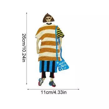 Модная девушка, стильная и крутая одежда, разные цвета, мультяшные нашивки, аксессуары своими руками, вышитые, красочные аппликации