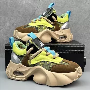Модная дизайнерская мужская обувь Толстые туфли Повседневные легкие кроссовки Мужские кроссовки на платформе Трендовые массивные кроссовки Прогулочная обувь 38 зелёный