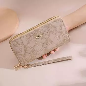 Модная длинная сумка большой вместимости с высококачественным ощущением и длинным кошельком One Size бежевый