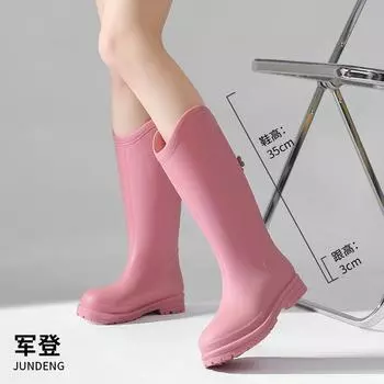 Модная дождевая обувь четырехлистный клевер британские женские высокие резиновые сапоги утолщенные нескользящие цельнолитые женские водные туфли дорожные резиновые сапоги для ходьбы по воде 36