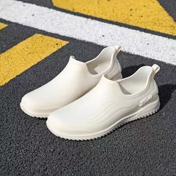 Модная дождевая обувь женская взрослая низкая обувь для воды женская с мелким вырезом студенческая верхняя одежда интегрированные резиновые туфли модные во все сезоны 36 бежевый