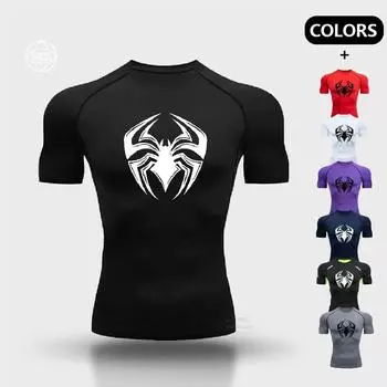 Модная дышащая быстросохнущая футболка для тренажерного зала, фитнеса, бега и тренировок, компрессионная рубашка, повседневный спортивный эластичный топ, S-3XL S