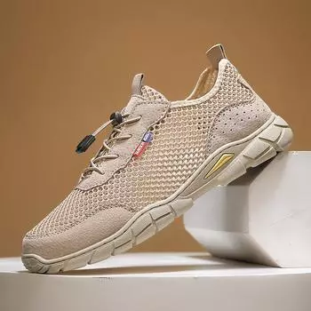 Модная дышащая мужская повседневная обувь, легкая мужская обувь для ходьбы на открытом воздухе, нескользящие удобные кроссовки, на шнуровке, прочная мужская сетчатая обувь 38 чёрный