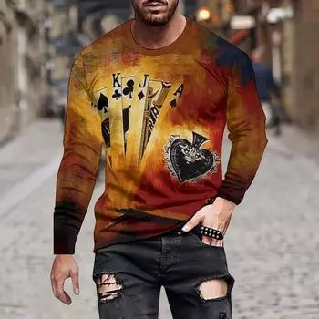 Модная дышащая осенняя однотонная мужская/женская повседневная свободная футболка с нерегулярным простым узором и длинным рукавом с круглым вырезом S