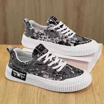 Модная дышащая повседневная парусиновая обувь для подростков, удобная обувь, классические кроссовки 39 чёрный