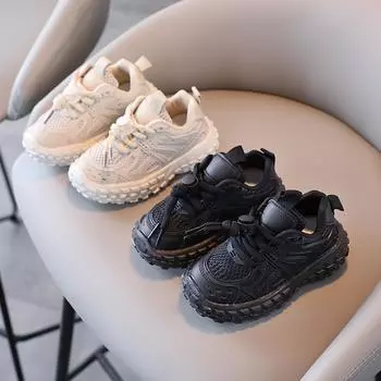 Модная дышащая спортивная и повседневная обувь для мальчиков и девочек 2024 года с мягкой подошвой на весну и осень 24 (approx. 15 cm) грязно-белый