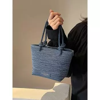 Модная джинсовая маленькая сумка-ведро для женщин, модные универсальные сумки на одно плечо с застежкой-молнией, женские повседневные сумки