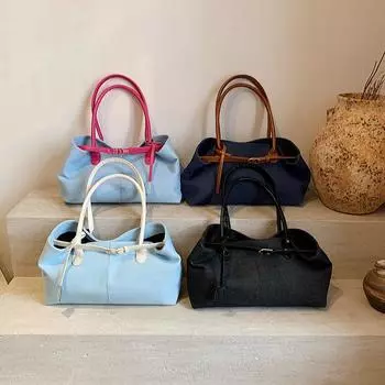 Модная джинсовая сумка большой емкости контрастного цвета сумка-тоут новая сумка для боулинга сумка на одно плечо подмышкой