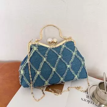 Модная джинсовая сумка-клипса женская сумка-ракушка сумка-мессенджер сумка белый