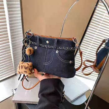 Модная джинсовая сумка-ведро для женщин, повседневная универсальная сумка через плечо для женщин, повседневные рабочие сумки через плечо