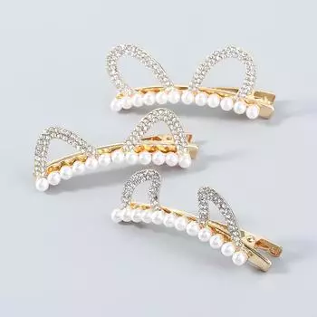 Модная европейская и американская заколка для волос с бриллиантами и жемчугом в виде животного Cat ears