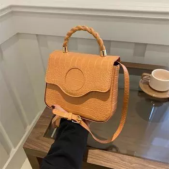 Модная фактурная сумка, новая повседневная персонализированная однотонная маленькая квадратная сумка, персонализированная сумка через плечо большой вместимости для поездок на работу оранжевый