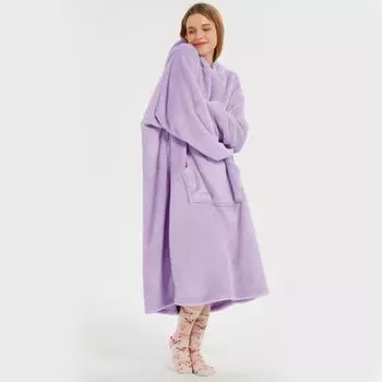 Модная фланелевая длинная пижама для пар с капюшоном, ленивое одеяло для телевизора, осенне-зимняя мягкая домашняя одежда, пижама, однотонная, свободная, с карманами, теплая, плотная, домашняя одежда fit 45 100kg темно-серого