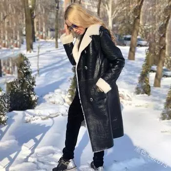 Модная фланелевая куртка женская зимняя теплая куртка из искусственной кожи приталенная куртка с длинными рукавами S красный