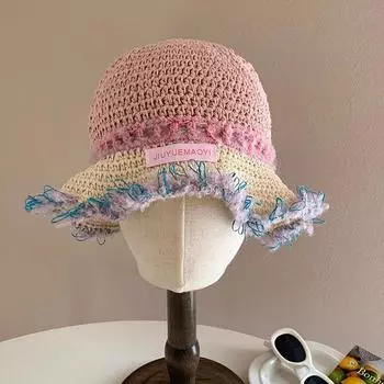 Модная французская дышащая и эластичная вязаная рыбацкая шапка с крючком контрастного цвета розовый