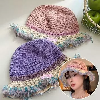 Модная французская дышащая и эластичная вязаная рыбацкая шапка с крючком контрастного цвета розовый