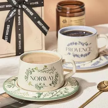 Модная французская кофейная чашка, легкая, роскошная, элегантная, пара керамических чашек, креативный набор тарелок для послеобеденного чая, изысканный подарок