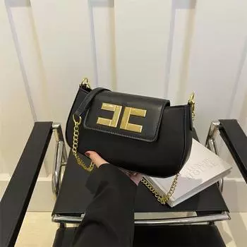 Модная французская нишевая повседневная женская сумка подмышку в иностранном стиле женская сумка 2024 новая красивая сумка-мессенджер с цепочкой чёрный