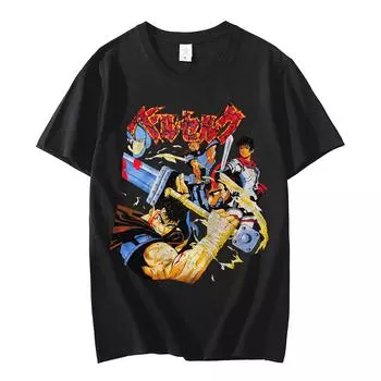 Модная футболка Berserk Guts для мужчин, манга, фехтовальщик, Gatsu, жертва, футболка Zodd, аниме с коротким рукавом, хип-хоп, большие футболки с героями мультфильмов, мужские S чёрный