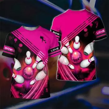 Модная футболка для боулинга с 3D-принтом для мужчин и женщин, повседневная мода, свободные короткие рукава, спортивная футболка, уличная одежда, футболки, топы, одежда L