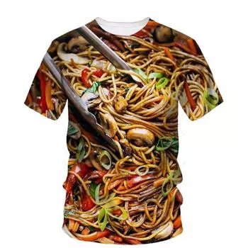Модная футболка Harajuku с принтом 3D Delicious Instant Noodles для мужчин, забавные футболки в уличном стиле, футболки с узорами унисекс, топы S