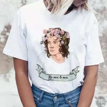 Модная футболка Harry Styles, женская футболка с надписью Harajuku Ullzang, 90-х, для людей с детством S белый