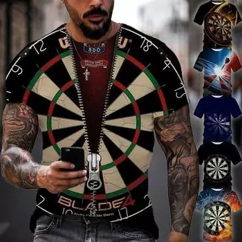Модная футболка с 3D-принтом для дартса, мужская повседневная забавная индивидуальная футболка с короткими рукавами
