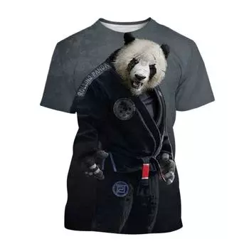 Модная футболка с 3D-принтом для мужчин с изображением животных, бразильская одежда для джиу-джитсу, спортивная одежда больших размеров, футболка с коротким рукавом и круглым вырезом L