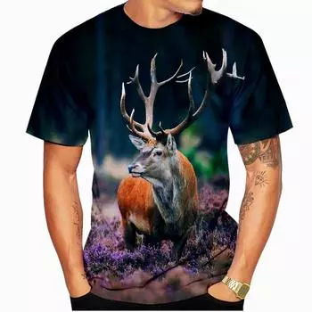 Модная футболка с 3D принтом для охоты на оленя, летние мужские и женские футболки с круглым вырезом и коротким рукавом, большие размеры в стиле Харадзюку, уличная одежда, мужские футболки, топы L