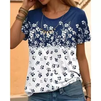 Модная футболка с 3D-принтом для женщин, летняя распродажа, топы с коротким рукавом и круглым вырезом, уличные тренды, женская одежда, свободная женская рубашка S