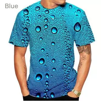 Модная футболка с 3D-принтом Raindrop, летние новые мужские/женские спортивные футболки чёрный