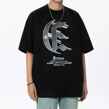 Модная футболка с буквенным принтом, мужские повседневные футболки с круглым вырезом и короткими рукавами, мужские и женские свободные уличные топы в стиле хип-хоп 4XL бежевый