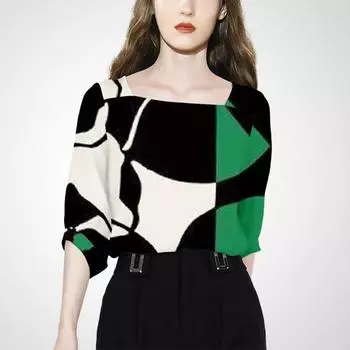 Модная футболка с коротким рукавом, приталенного кроя, с принтом, антивозрастная Color matching S