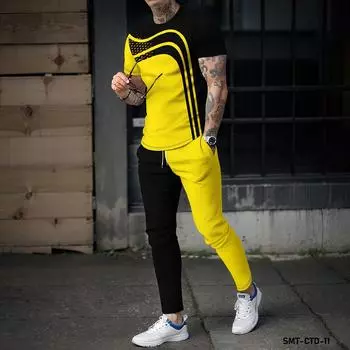 Модная футболка с короткими рукавами и брюки с 3D-принтом и цветным принтом, комплект мужской одежды из двух предметов S