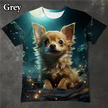 Модная футболка с принтом чихуахуа 3D, милый рисунок с изображением собаки, мужская и женская повседневная футболка с забавным принтом S зелёный