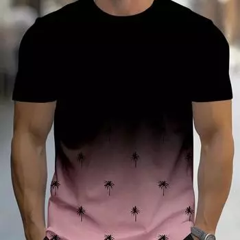 Модная футболка с принтом кокосовой пальмы для мужчин, градиентные футболки Harajuku с короткими рукавами, мужские повседневные футболки с круглым вырезом для отдыха S