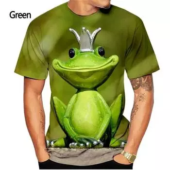 Модная футболка с забавной лягушкой и 3D принтом, летние повседневные футболки с короткими рукавами для мужчин, мужские футболки большого размера с круглым вырезом 4XL