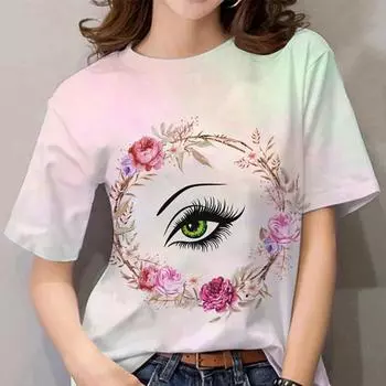 Модная футболка, женские блузки, летние женские топы с 3D принтом и короткими рукавами, повседневная женская футболка Kawaii, футболки больших размеров, одежда Y2k 6XL