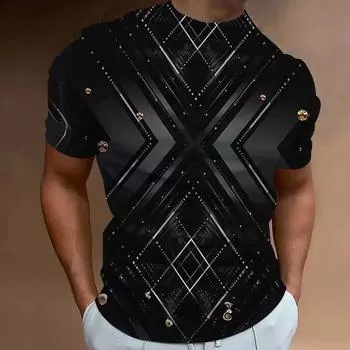 Модная геометрическая абстрактная 3D-печатная мужская летняя уличная футболка с круглым вырезом, роскошная многофункциональная одежда с короткими рукавами 2XS