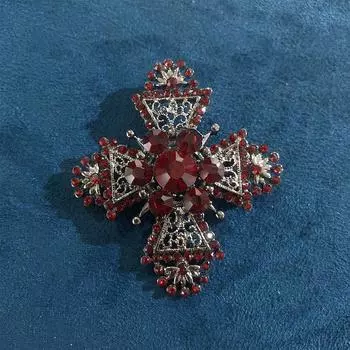 Модная геометрическая крестовая брошь для костюма, аксессуары, винтажный сплав, бриллиантовый корсаж, булавка для одежды