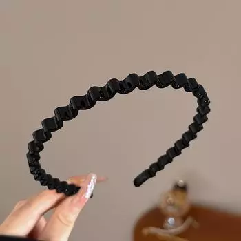 Модная геометрическая повязка на голову в форме волны для женщин, простая однотонная акриловая текстура, нескользящие волнистые повязки для волос, аксессуары для волос